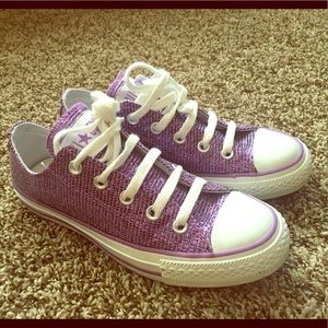 Purple glittery converse “chucks” “chuck Taylor’s”